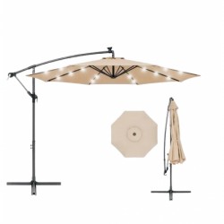 Επαγγελματική ομπρέλα αλουμινίου πλαϊνού ιστού με LED και διάμετρο 300cm – Μπεζ